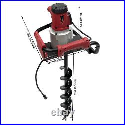 1.6HP 192rpm Powerful Electric Corded Digger Post Hole Auger 2 Drill Bit 1500W