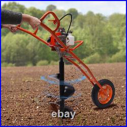 11 Bit Post Hole Digger Gas Powered 63cc 3hp Hand Push Earth Auger Ground Drill