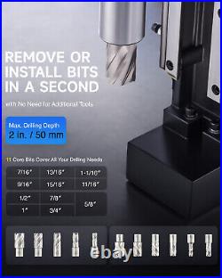 11Bit Magnetic Drill 1300W 2248lbf/10000N Portable Mag Drill Press 550RPM 1.6