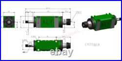1HP ER20 Spindle Motor Unit 3000-8000rpm Power Head CNC Drilling Milling Machine