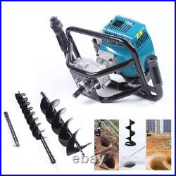 2.3HP Post Hole Digger Gas Power Engine Motor Double Spiral Drills+Extension Rod