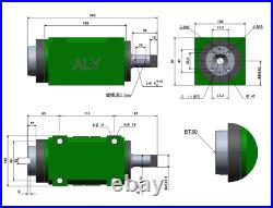 2HP Spindle Unit Power Head BT30 Taper Head &Drawbar 1500W for Drilling Milling