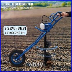 3 HP 63CC Post Hole Digger Wheelbarrow Earth Auger Borer Ground Drill with 11 Bit