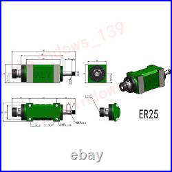 3000rpm 2HP ER25 Spindle Motor Unit 80mm Flange For CNC Drilling Milling Machine