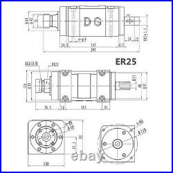370W MT3 ER25 ER25 Spindle Unit Power Milling Head 6600rpm CNC Drill Waterproof