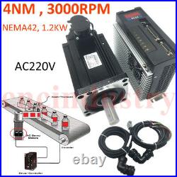 4NM 3000RPM AC220V Servo Motor Driver Kit Nema42 1.2KW for CNC Milling Drilling