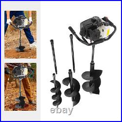 72CC 4HP Fence Post Hole Digger Gas Power Earth Auger Ground +6/10/12 Drill Bits