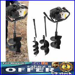 72CC 4HP Fence Post Hole Digger Gas Power Earth Auger Ground +6/10/12 Drill Bits