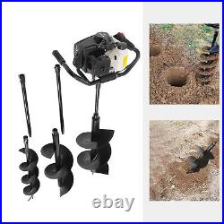 72CC 4HP Fence Post Hole Digger Gas Power Earth Auger Ground +6/10/12 Drill Bits