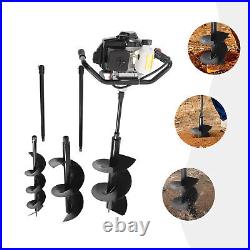 72CC 4HP Fence Post Hole Digger Gas Power Earth Auger Ground +6/10/12 Drill Bits