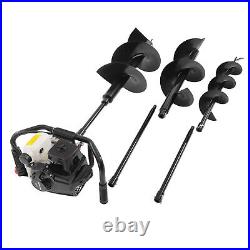 72CC 4HP Fence Post Hole Digger Gas Power Earth Auger Ground +6/10/12 Drill Bits