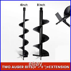 Auger motor Fishing Post Hole Digger Gas Power 52CC double spiral drill+12 Bar