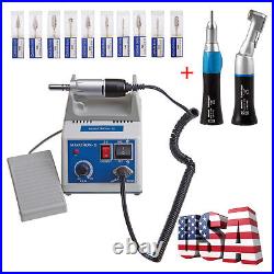 Dental Electric Micromotor Polisher 35k rpm Handpiece Contra angle 10 burs drill