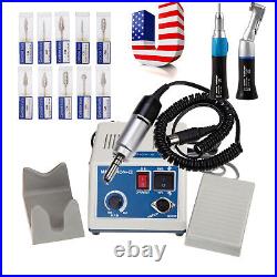 Dental Electric Micromotor Polisher 35k rpm Handpiece Contra angle 10 burs drill