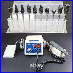 Dental Lab Marathon 35K RPM Handpiece Electric Micro motor+10 Drills Burs N3 US