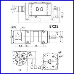 ER25 Spindle Unit Power Head 3000rpm+370W Induction Motor Set USA