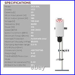 Fristaden Lab 20L Digital Overhead Stirrer 200-2000rpm Stirring Speed