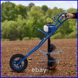 Hand Push 63CC 4HP Gas Powered Post Hole Digger Earth Auger Borer Bits and Wheel