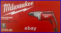 MILWAUKEE 0100-20 Magnum Corded Electric 1/4 Drill, 7Amp