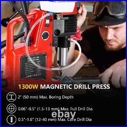Magnetic Drill Press 1300W 810 RPM 1.6 Inch Boring Diameter 11Pcs Drill Bits
