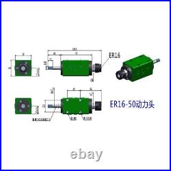 Power Head Spindle drilling Boring Milling Tool ER16 1HP 750W 0.75KW 3000rpm