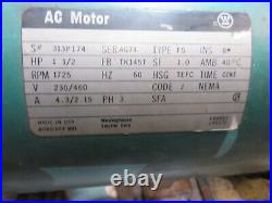 Powermatic Drill Press Motor 1.5 HP Clausing 3 Phase 1725 RPM 7/8 Shaft Baldor