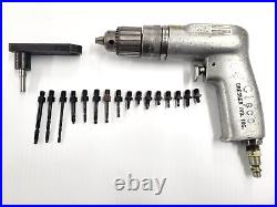 Rebuilt Cleco 2600 RPM Drill Motor with Pancake attachment and bits