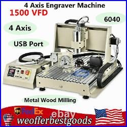 USB 4Axis CNC 6040 Router Engraver 3D Spindle Motor Mill Drill Machine 1500W VFD
