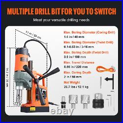 VEVOR Magnetic Drill, 1450W 1.57 Boring Diameter, 12500N 800 RPM Portable Elect